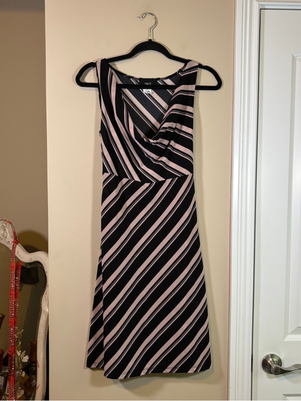 Pink and Black Striped Sleeveless Dress